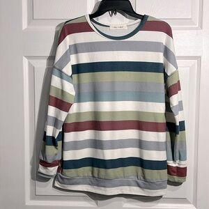 Lime & Chili Striped Long Sleeve Top - Size Small